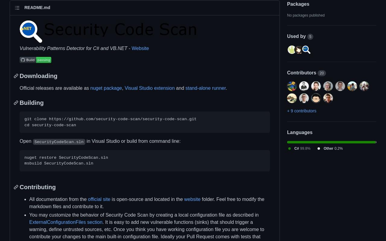 Security Code Scan screenshot