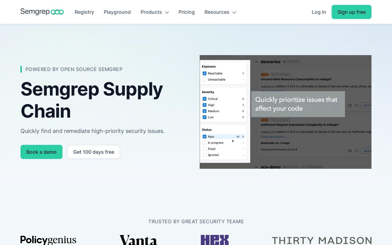 Semgrep Supply Chain screenshot