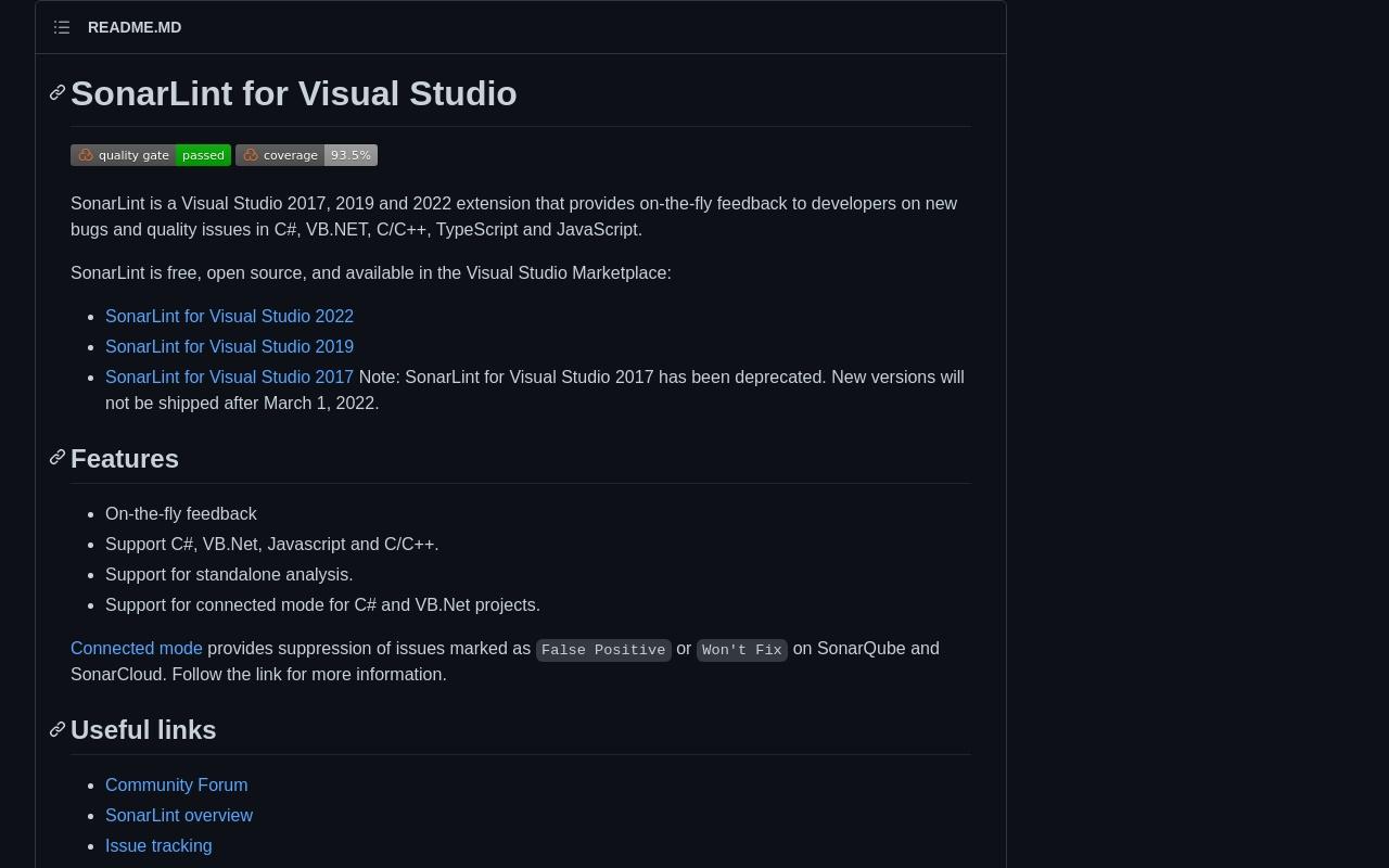 SonarLint for Visual Studio screenshot
