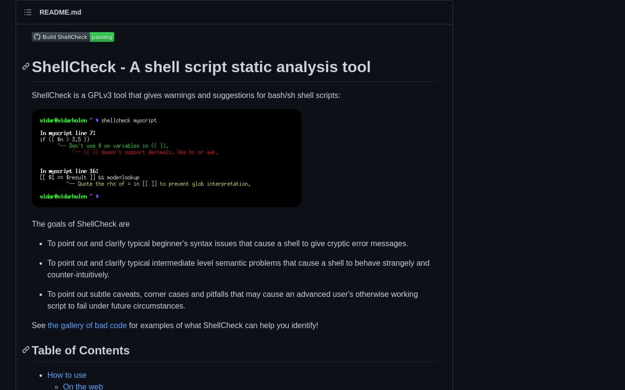 shellcheck, a linter for Shell - Rating And 13 Alternatives | Analysis ...