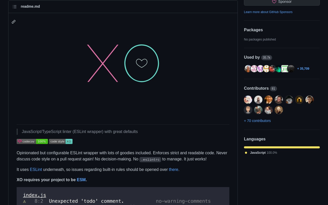 xo, a linter for Javascript - Rating And 67 Alternatives | Analysis Tools